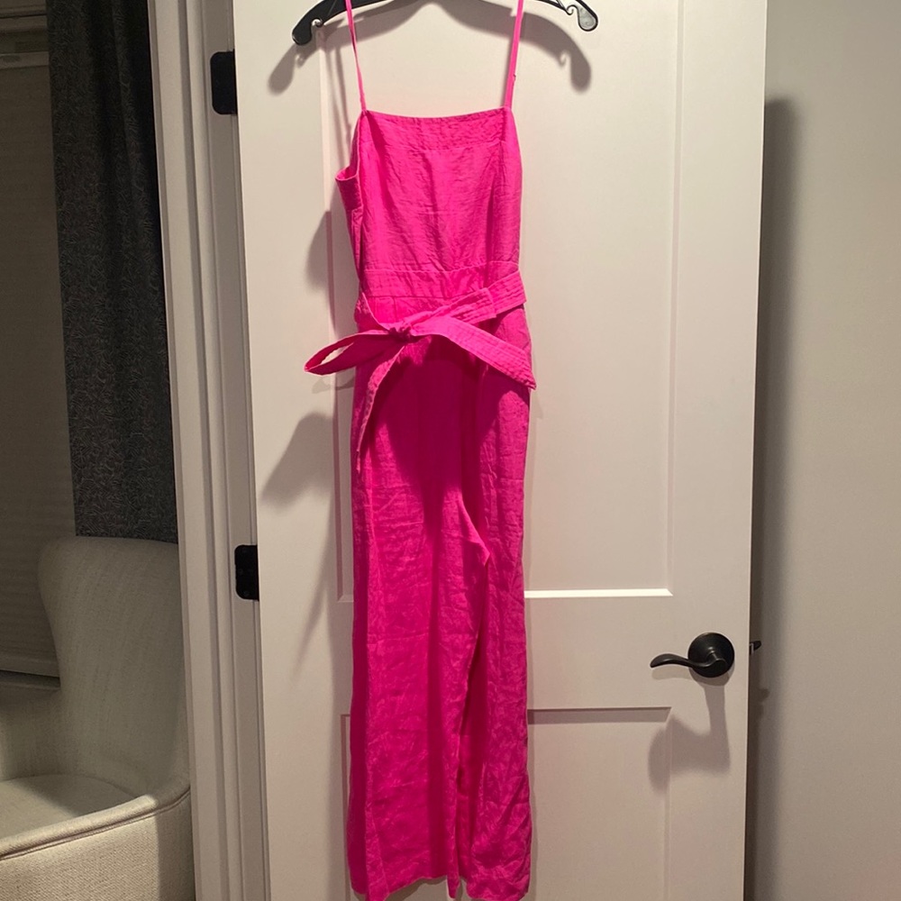 Jcrew Hot Pink Linen Jumpsuit